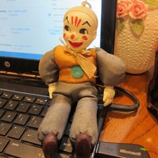 ANTIQUE CELLULOID CLOWN DOLL MARKED JAPAN 8" T X 5" W HAS LOOP FOR HANGING