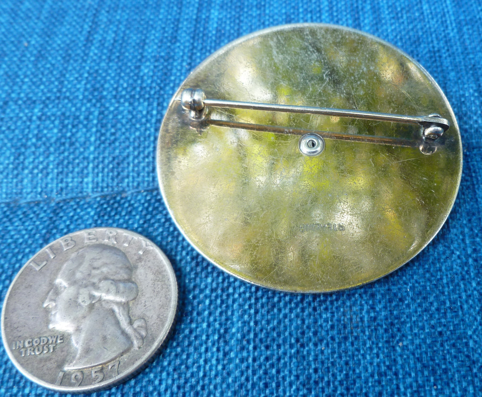 Large Engine Turned Sterling Silver Amethyst Clea… - image 3