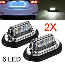 2Pcs License Plate Tail Lights Bulbs 6 White LED Signal Lamps Car Accessorie