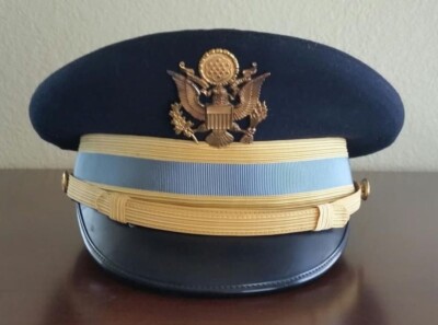 Vietnam Era Flight Ace US Army Infantry Officers Dress Blue Visor Cap Size 7