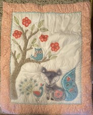 Levtex baby blanket crib or floor quilt fox owl peacock The Woodlands