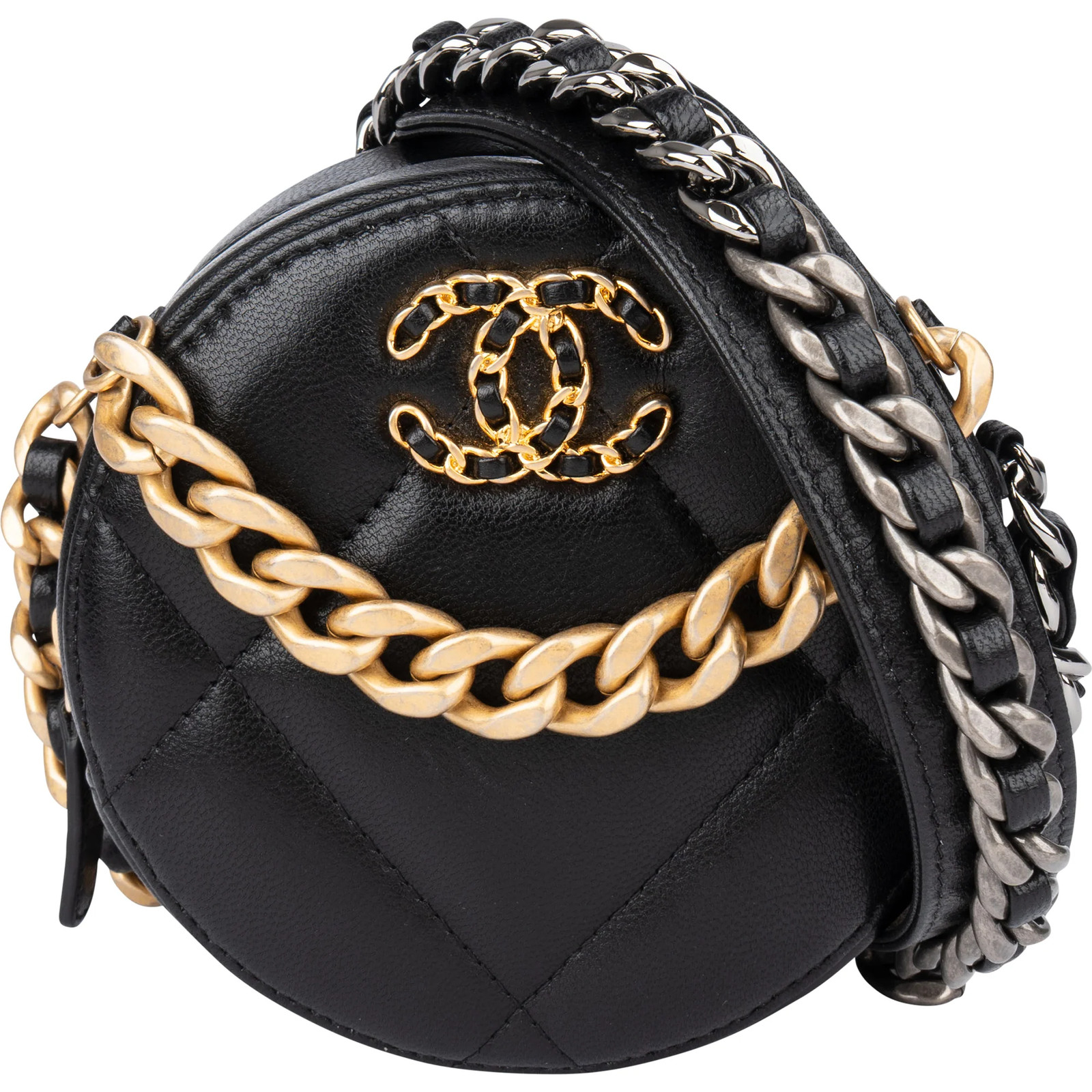 Chanel 19 Quilted Lambskin Round Crossbody Bag Coco CC Bag