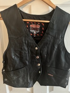 Interstate Leather Black Motorcycle Vest / Back Patch Black Motorcycles Theme M