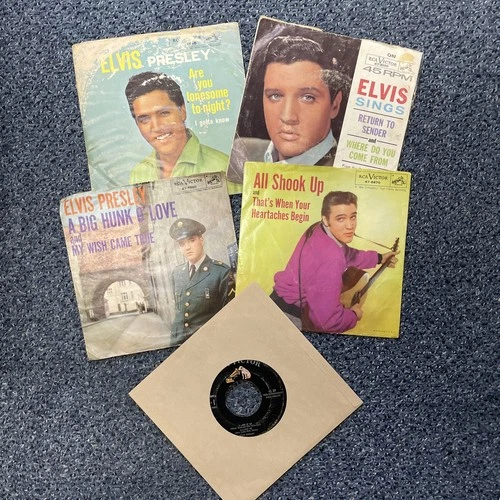 Elvis Presley Vintage 7” Vinyl Lot x 5 50s 60s Early Rock Records