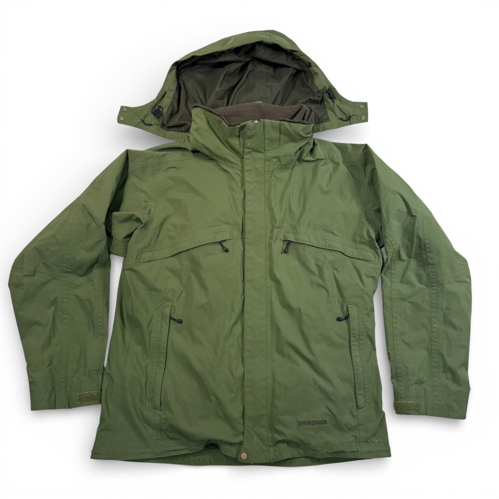 Patagonia Rubicon Uniform Jacket Mens Medium H2No Waterproof Hooded Shell Green