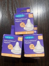 3 Boxes Lansinoh NaturalWave Baby Bottle Nipples, Fast Flow Anti-Colic- 6 Total