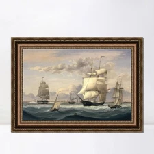 Framed Canvas Giclee Print Lane New York Harbor by Fitz Henry Lane Home Decor