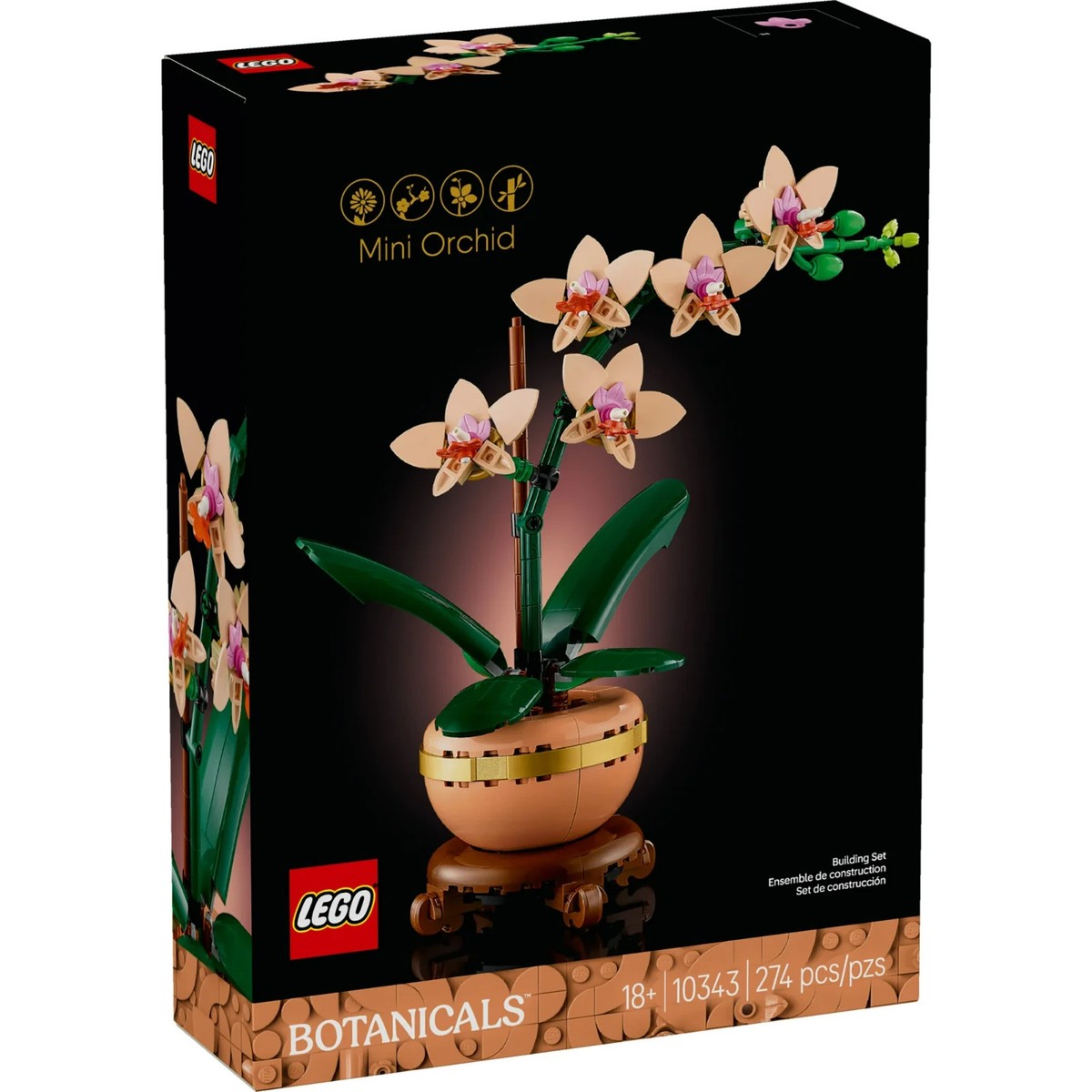 Mini Orchid LEGO Botanicals Box - Build - Decor for office or home
