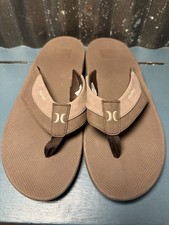 NWOT Hurley Mens Bubble Cushion Heel Surf Comfort Flip Flops Brown Size 13