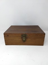 Vintage Rectangular wooden Jewellery Storage Box with Hinged Lid