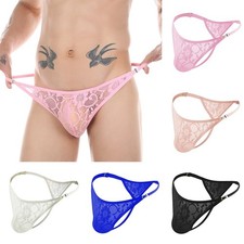 Mens Mesh See-through Pouch Panties G-string Briefs Underwear T-back Thong Lace