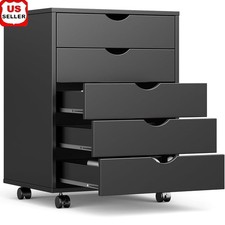 5 Drawer Mobile File Cabinet Under Desk Storage Organization W/ Wheels Vertical