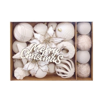 38Pcs Christmas Flocking Flowers Christmas Balls Xmas Tree Pendants Party Decor