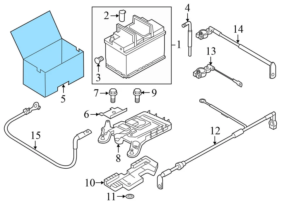 2017 VW GOLF ALLTRACK — защитный чехол для аккумулятора / чехол 5Q0915411G - Изображение 3 из 4