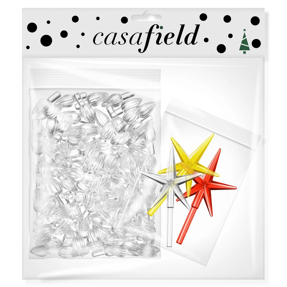 108 Bombillas de repuesto para árbol de Navidad de cerámica cristalina 3 estrellas Foto 2 de 4