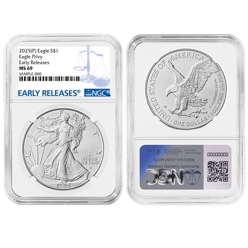 2025 (P) Silver Eagle EAGLE PRIVY NGC MS69, First 50k Issued, Game