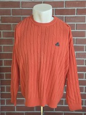 IZOD Cable Knit Long Sleeve Cotton Crewneck Sweater Mens Large w/ Logo USA Made