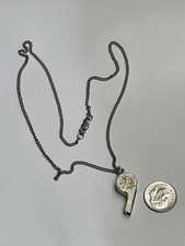 Vintage Floral Motif Child's Doll Whistle Charm Necklace Pendant