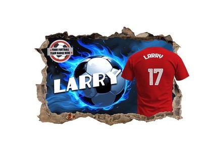Personalisierte Wandbilder Fußball Schlafzimmer - 3D Vinyl Aufkleber individueller Name Sticker 29