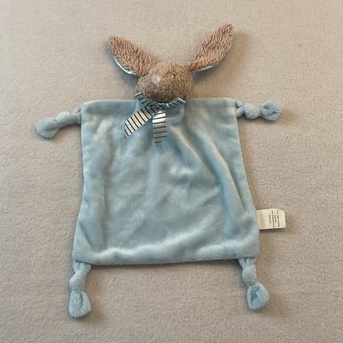Dan Dee Blue Bunny Rabbit Lovey Rattle Knotted Plush Baby Security Blanket