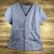Greys Anatomy Scrub Top Womens Medium Light Blue V Neck Nursing Medical by Barco