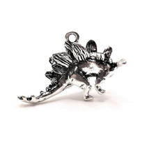 Silver Stegosaurus 3D Dinosaur Charms, 32x20mm - US Seller