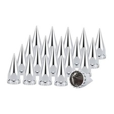 33mm x Chrome Spike Lug Nut Caps ABS Push-On Covers for Semi 4 3/4" 20 PACK