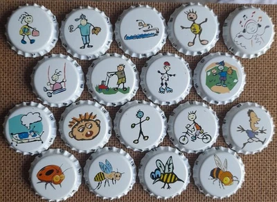 18 Kronkorken WHITE CARTOONS #1 TIK SET ' SLOVAKIA 2004 bottle caps crown - Bild 1 von 4