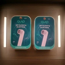 2x Quip 360 Oscillating Electric Brush Head, Soft Head Refill, 2 Pack-White