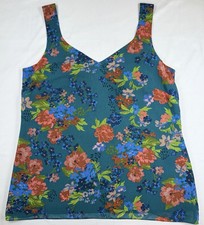 CAbi Women's Sleeveless Lined Cami Tank Top Vibrant Botanical Print Sz Lg