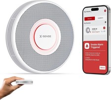 X Sense Smart Wi Fi Smoke Alarm with Voice Alerts and 17 Locations Fire Alarm