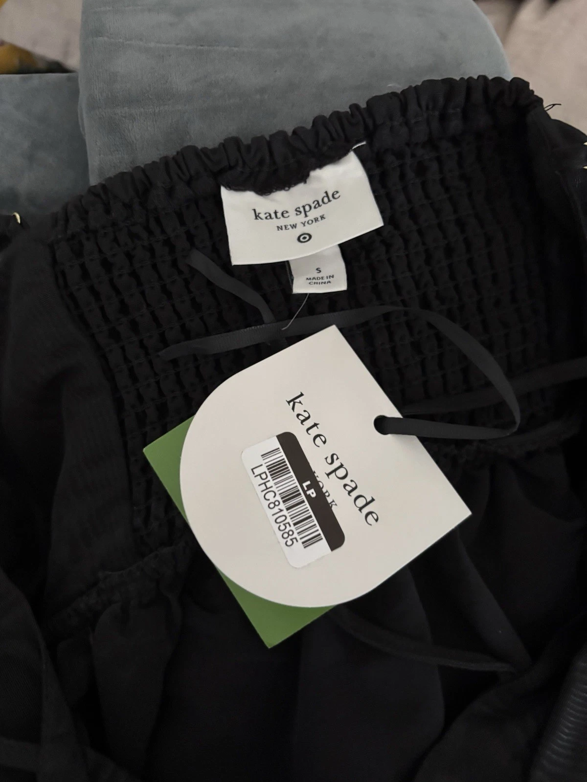 *Abito tubino midi Kate Spade nero a strati con volant taglia SMALL S nuovo con etichette