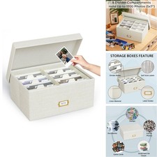Jolensoy DHZPSNH Linen Photo Storage Box Organizer, Holds 1700 Pictures, 5x7