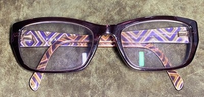 Prada Reading Glasses Women s Self Tinting 7WR-101 135 Purple Chevron Italy  