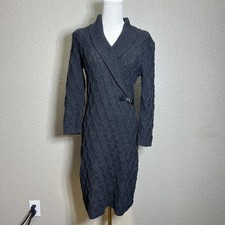 Ellen Tracy SZ S Knit Charcoal Dark Gray Sweater Dress