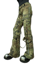 Rare Tripp NYC Rare Classic Bondage Straps Goth Green Camo Vintage Baggy Pants