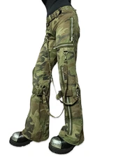 Rare Tripp NYC Rare Classic Bondage Straps Goth Green Camo Vintage Baggy Pants