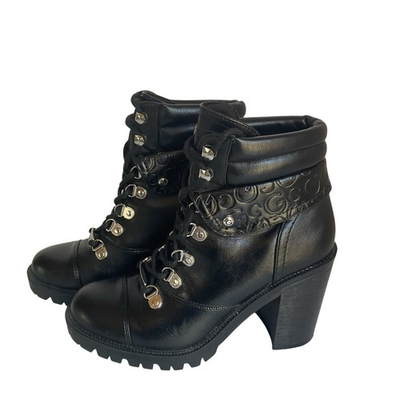 #ad #ad GBG Lace Up Combat Platform Boots Women’s Black Chunky Size 5.5M $39.99