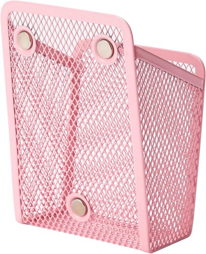 Magnetic Pencil Holder,Mesh Stainless Steel Pen Basket, 1 1 Pack Pink - Picture 4 of 7