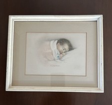 Vintage Picture Framed Baby Print "A LITTLE DREAM" Nursery By H.B. 1932