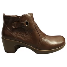 Easy Spirit Ankle Boots Womens US 6.5 Brown Round Toe Block Heels Side Zipper