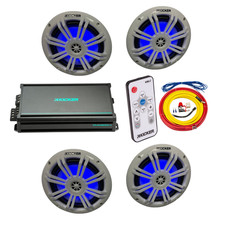 Kicker Marine Audio System 4x 6.5 RGB Speakers 4-Channel Amp Wiring LED Remote
