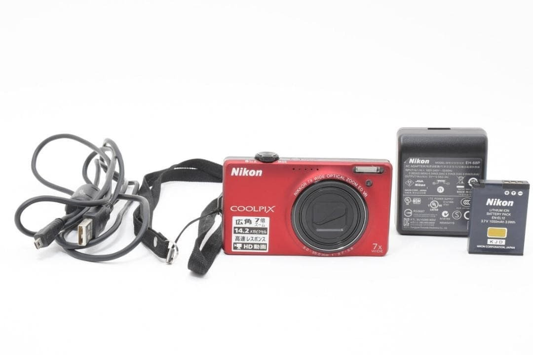 Nikon COOLPIX S6000 Red Digital Camera 14.2MP 7x Optical Zoom From