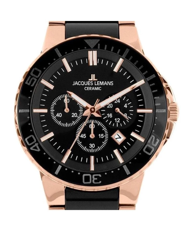 JACQUES LEMANS Hombres Analógico Cuarzo Informal Reloj Clásico Vestido Esfera Negra Impermeable Foto 4 de 4