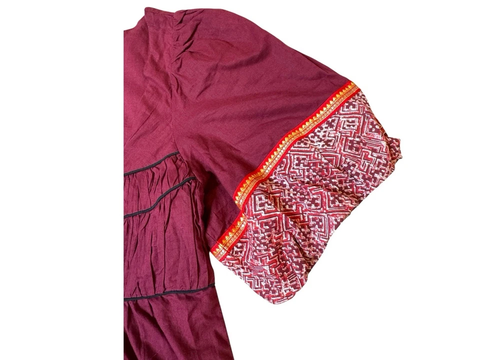 Blusa para mujer Anthropologie Lithe borgoña bordada y adornada talla 2 nueva sin etiquetas Foto 4 de 4