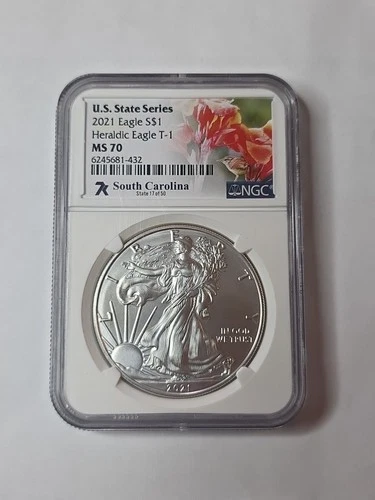 2021 7K Metals U.S. State Series American Silver Eagle NGC MS70 -South Carolina