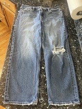 Old Navy Mid Rise Boyfriend Loose Distressed Women's size 12 Blue Denim Jeans