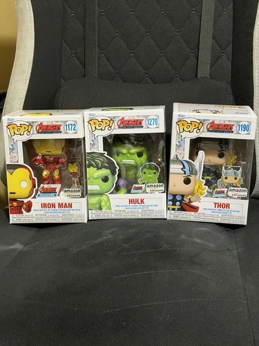 Marvel Avengers Retro Funko Pop Amazon Exclusive Bundle of 3 Iron Man Hulk Thor