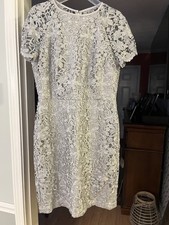 Lauren Ralph Lauren Gray Guipure Floral Lace Short Sleeve Knee Length Dress 10