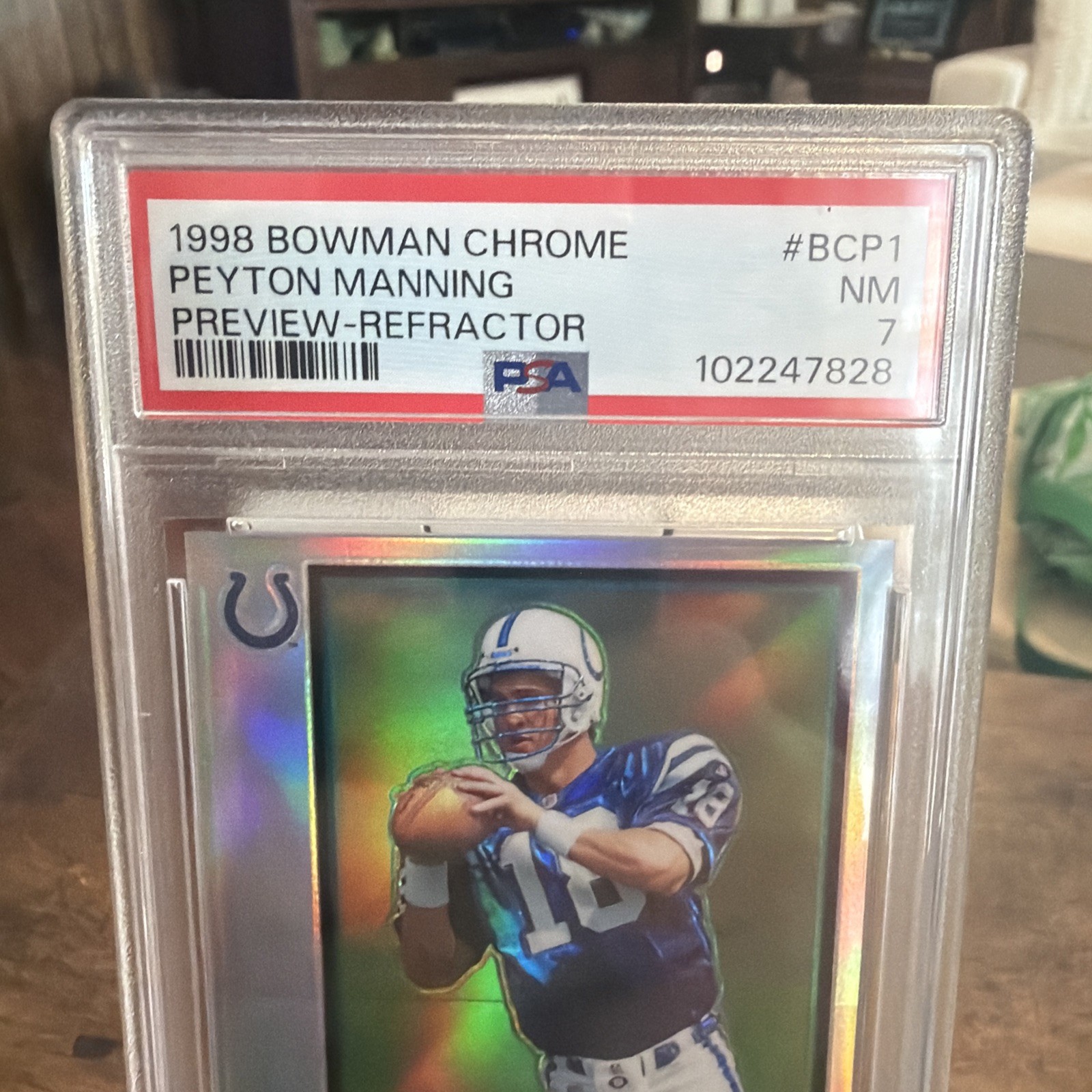 Peyton Manning 1998 Bowman Chrome Preview Refractor PSA 7 RC. Colts view 5
